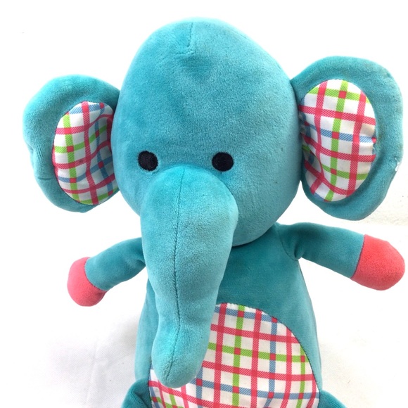 Sound and Light Animatronics Blue and Plaid Plush Elephant. - Picture 2 of 8